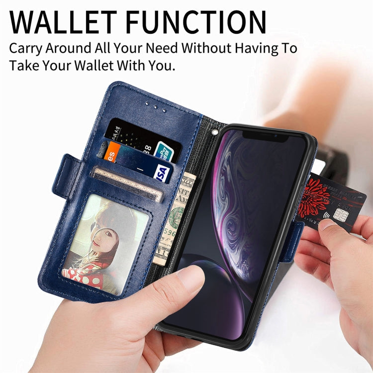 Grid Leather Flip Phone Case For iPhone XS / X