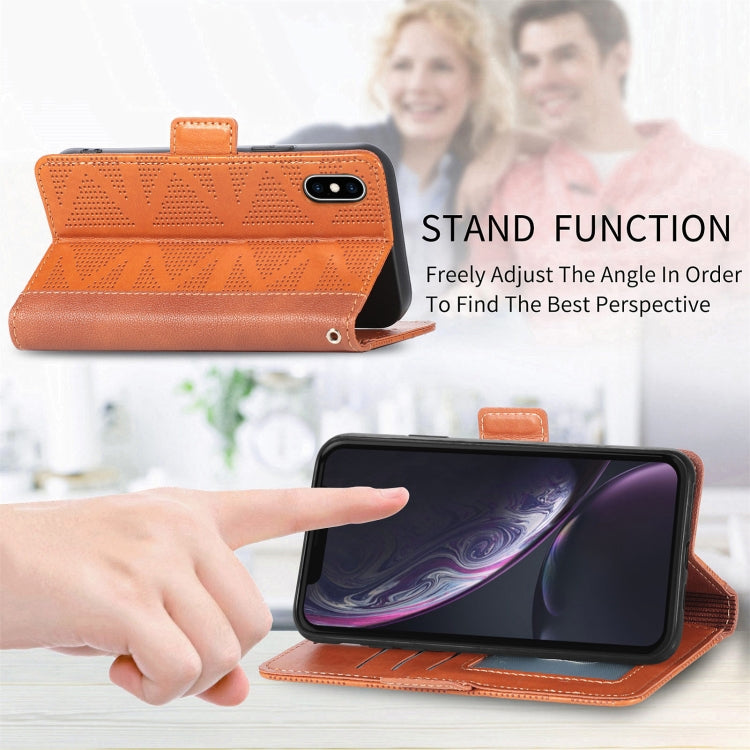 Grid Leather Flip Phone Case For iPhone XS / X