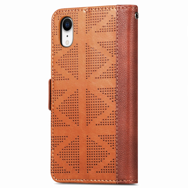 For iPhone XR Grid Leather Flip Phone Case