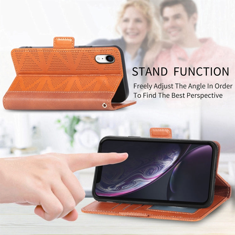 For iPhone XR Grid Leather Flip Phone Case