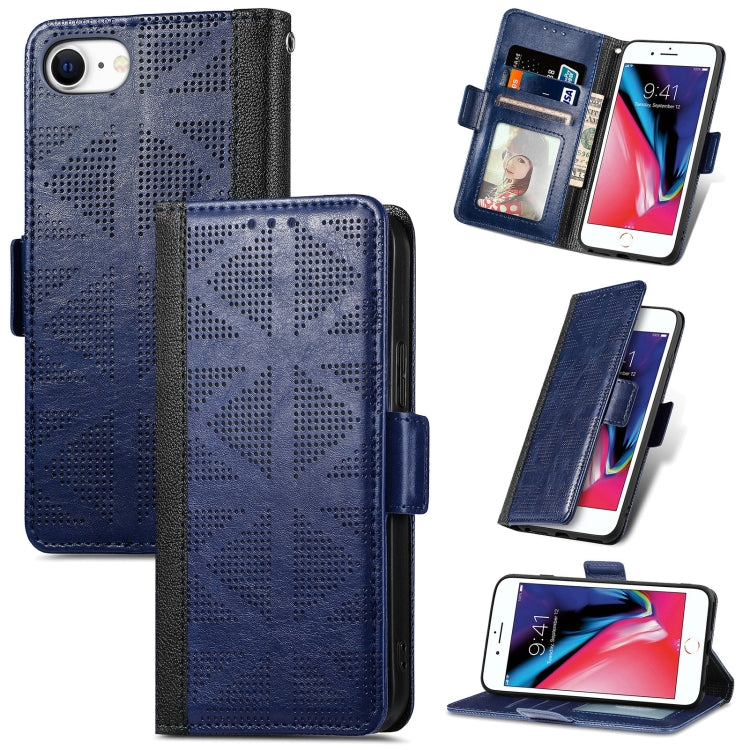 For iPhone SE 2022 / SE 2020 / 8 / 7 Grid Leather Flip Phone Case