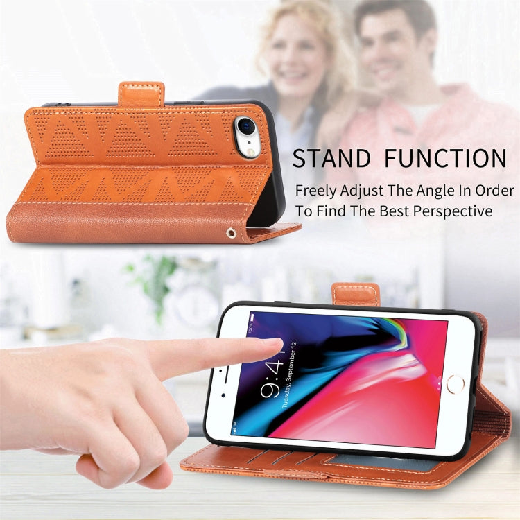 For iPhone SE 2022 / SE 2020 / 8 / 7 Grid Leather Flip Phone Case