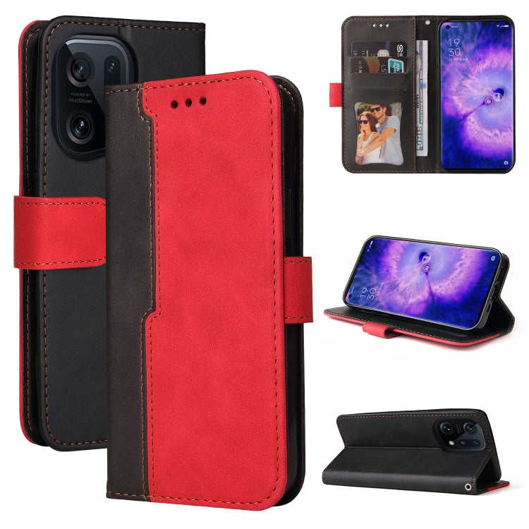 For OPPO Find X5 Stitching-Color Flip Leather Phone Case