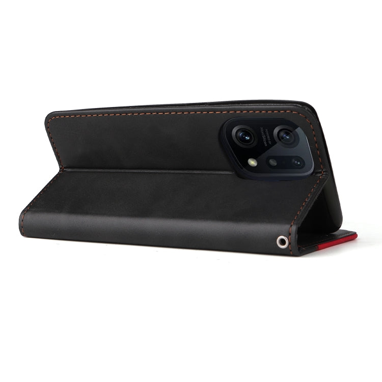 For OPPO Find X5 Pro Stitching-Color Flip Leather Phone Case