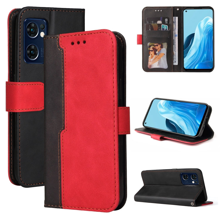 For OPPO Find X5 Lite / Reno7 5G Global Stitching-Color Flip Leather Phone Case