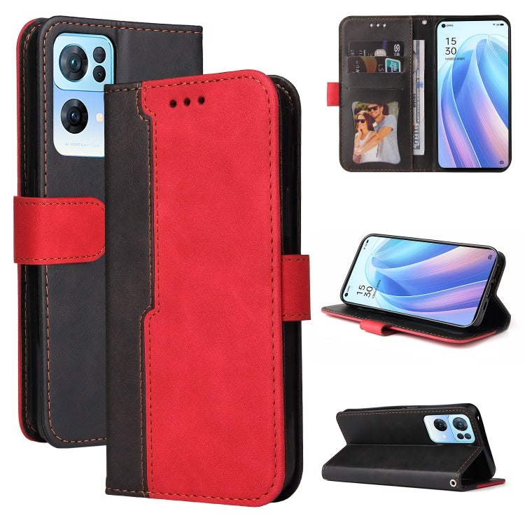 For OPPO Reno7 Pro 5G Stitching-Color Flip Leather Phone Case