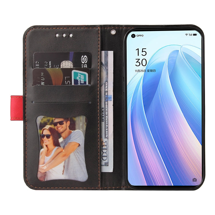 For OPPO Reno7 Pro 5G Stitching-Color Flip Leather Phone Case