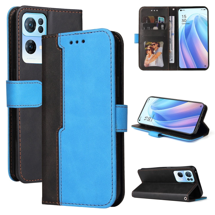 For OPPO Reno7 Pro 5G Stitching-Color Flip Leather Phone Case