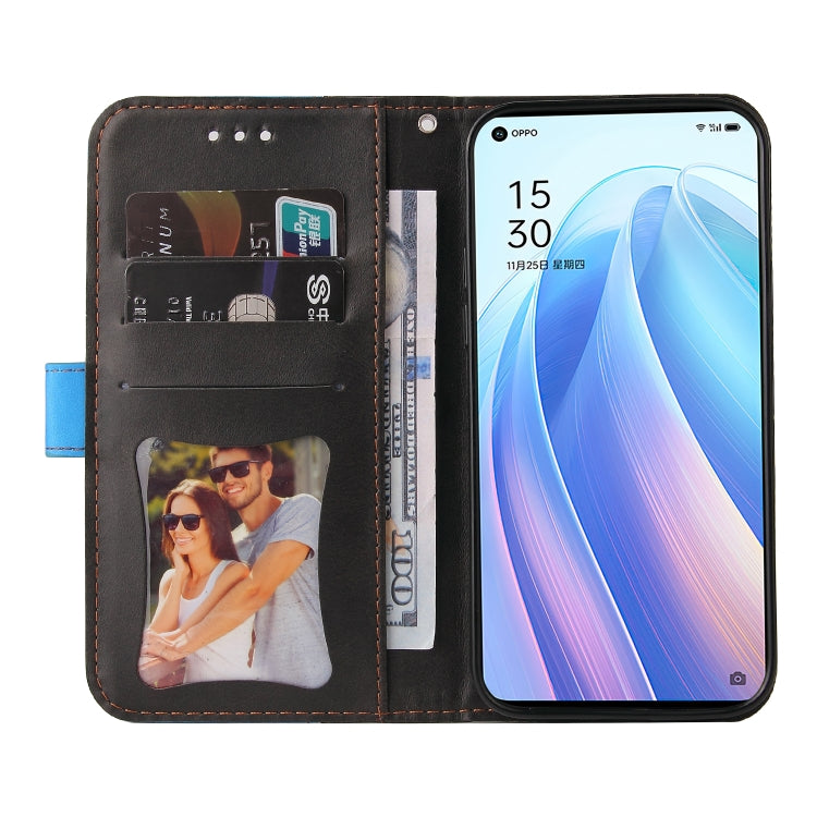 For OPPO Reno7 Pro 5G Stitching-Color Flip Leather Phone Case