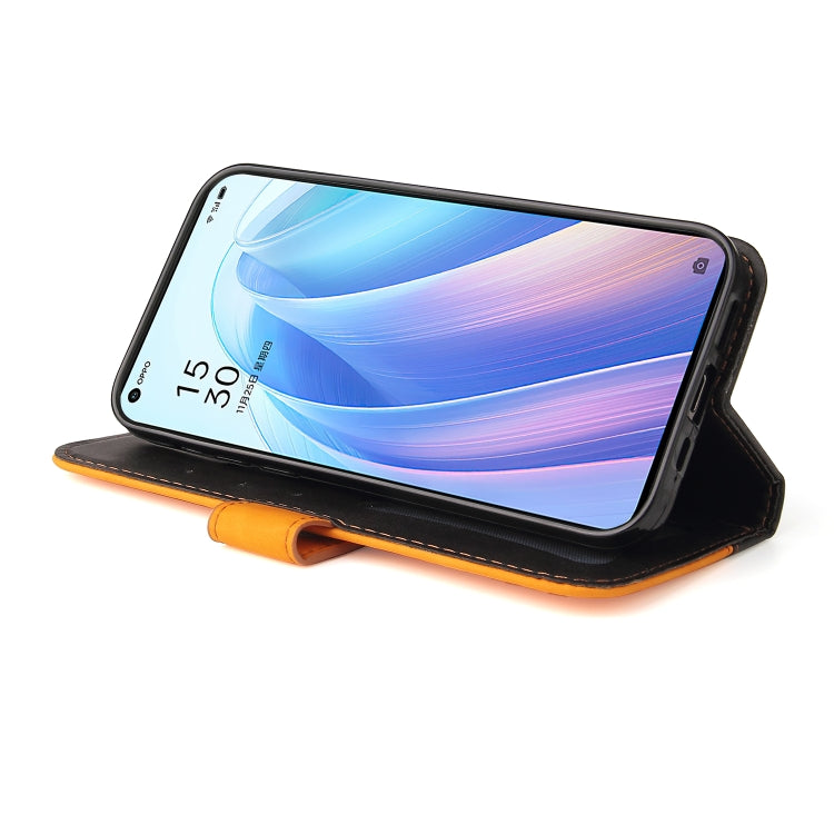 For OPPO Reno7 Pro 5G Stitching-Color Flip Leather Phone Case