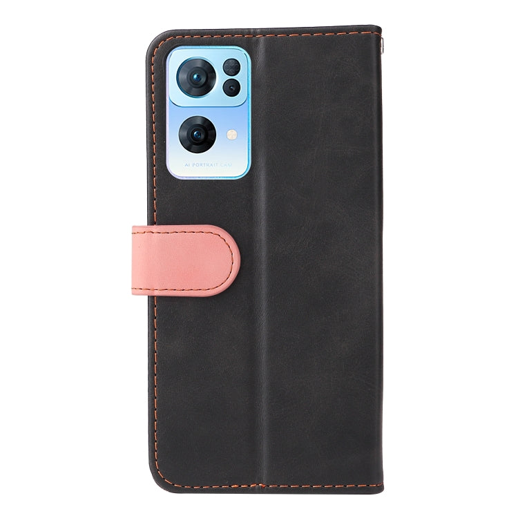 For OPPO Reno7 Pro 5G Stitching-Color Flip Leather Phone Case