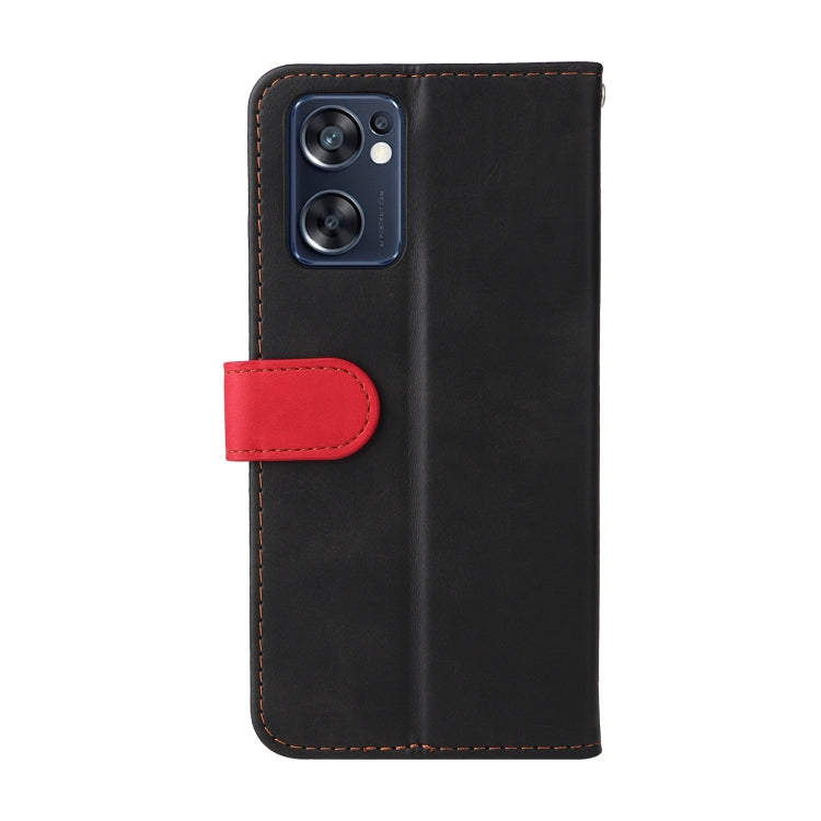 For OPPO Reno7 SE 5G Stitching-Color Flip Leather Phone Case