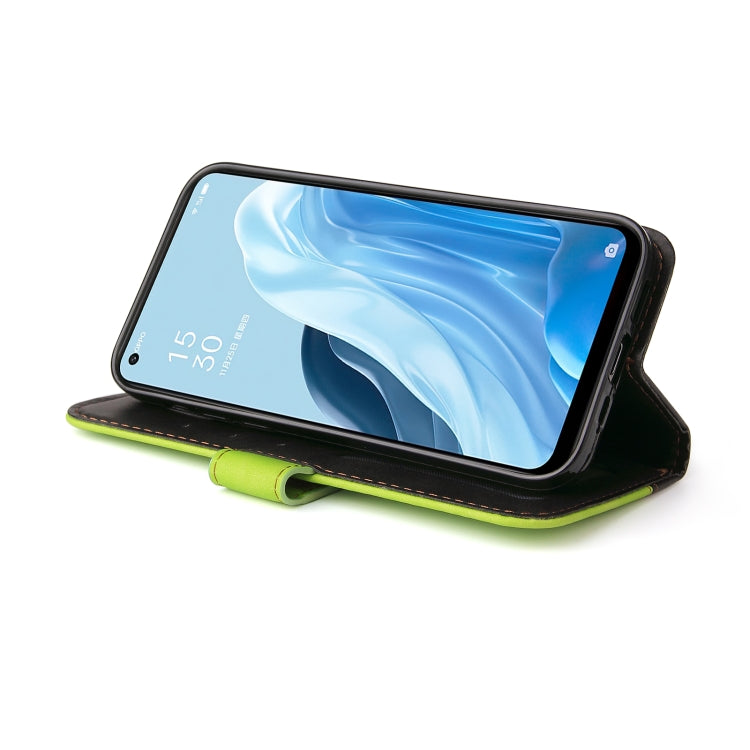 For OPPO Reno7 SE 5G Stitching-Color Flip Leather Phone Case