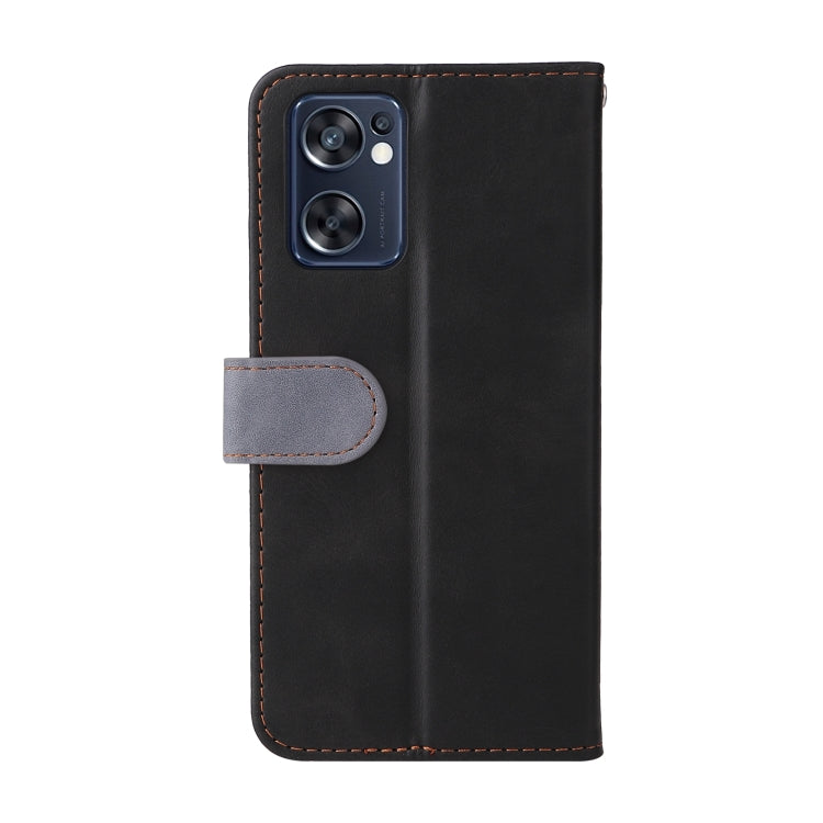 For OPPO Reno7 SE 5G Stitching-Color Flip Leather Phone Case