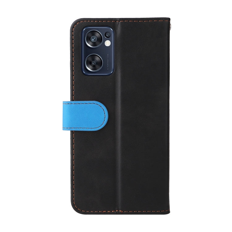 For OPPO Reno7 SE 5G Stitching-Color Flip Leather Phone Case