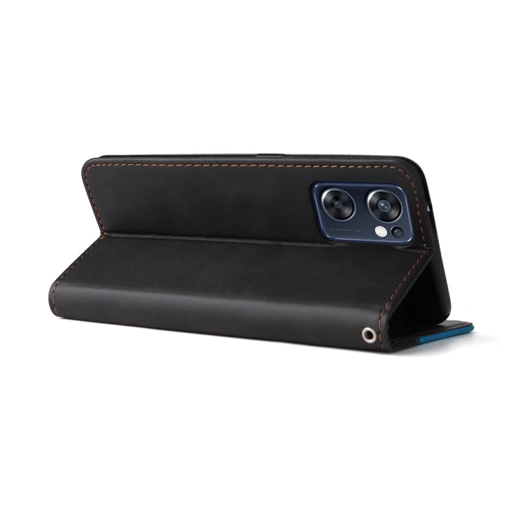For OPPO Reno7 SE 5G Stitching-Color Flip Leather Phone Case