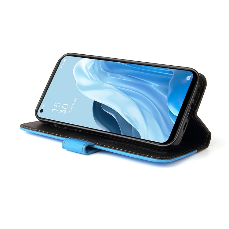 For OPPO Reno7 SE 5G Stitching-Color Flip Leather Phone Case