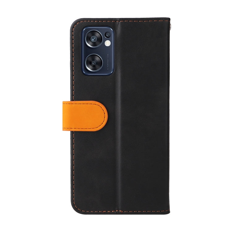 For OPPO Reno7 SE 5G Stitching-Color Flip Leather Phone Case