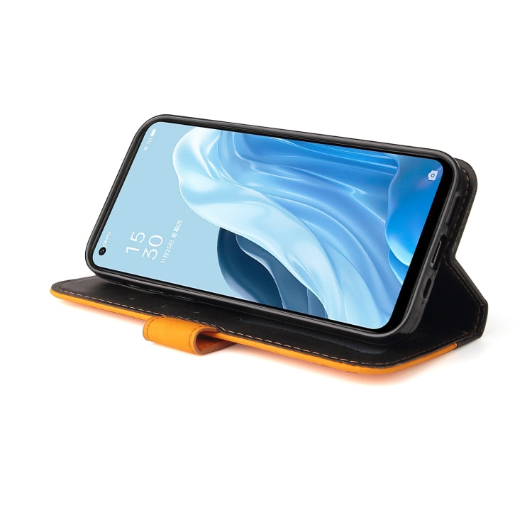 For OPPO Reno7 SE 5G Stitching-Color Flip Leather Phone Case