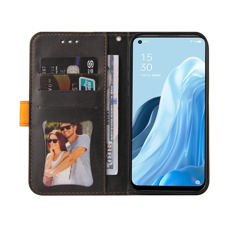 For OPPO Reno7 SE 5G Stitching-Color Flip Leather Phone Case