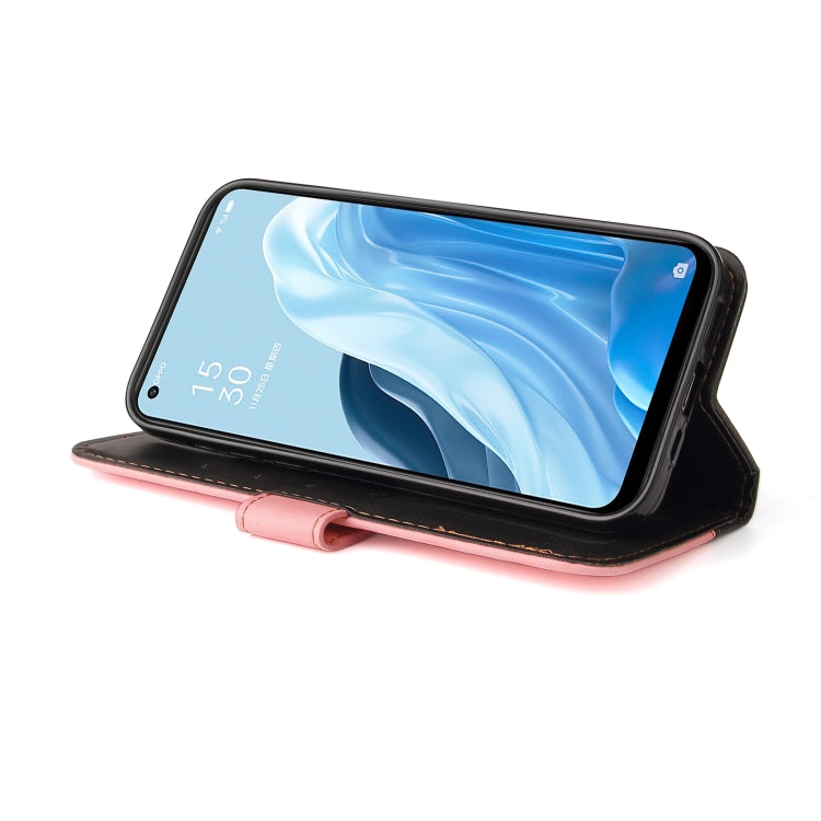 For OPPO Reno7 SE 5G Stitching-Color Flip Leather Phone Case