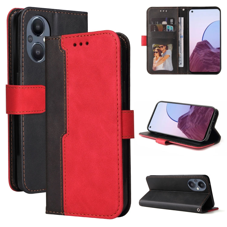 For OPPO Reno7 Z 5G / A96 5G Stitching-Color Flip Leather Phone Case
