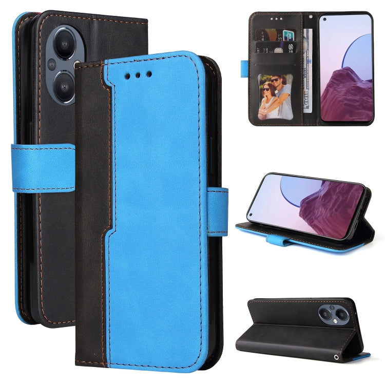 For OPPO Reno7 Z 5G / A96 5G Stitching-Color Flip Leather Phone Case