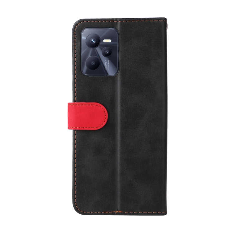 For OPPO Realme C35 Stitching-Color Flip Leather Phone Case