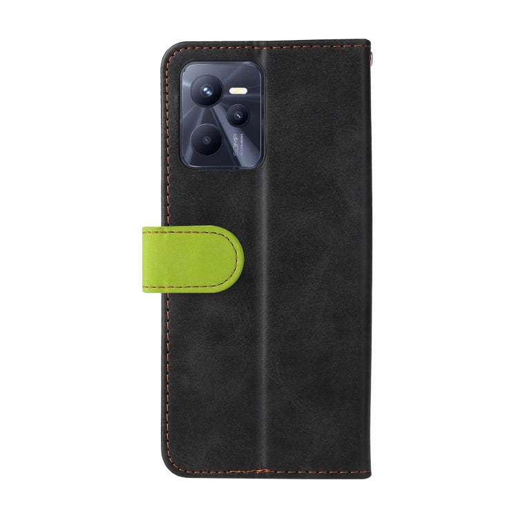 For OPPO Realme C35 Stitching-Color Flip Leather Phone Case