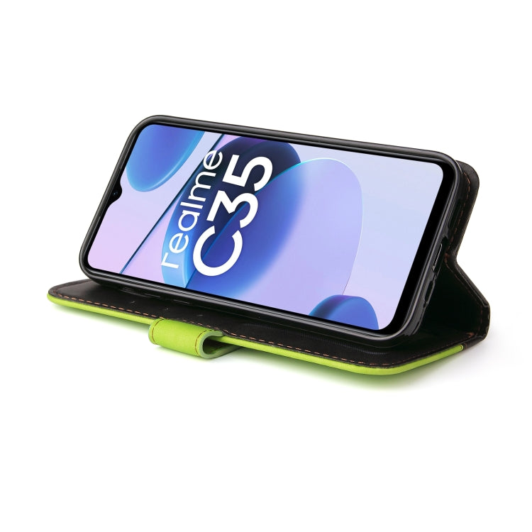 For OPPO Realme C35 Stitching-Color Flip Leather Phone Case