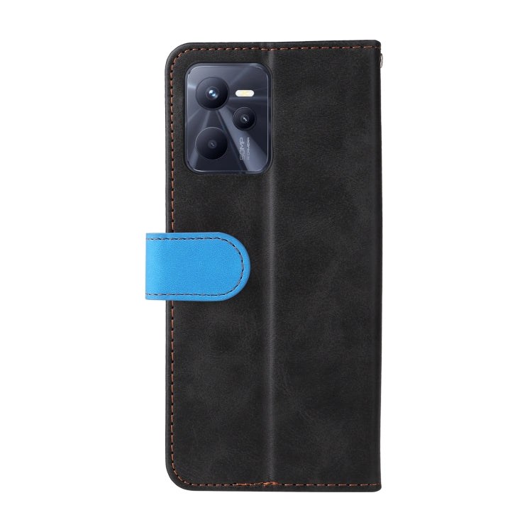 For OPPO Realme C35 Stitching-Color Flip Leather Phone Case
