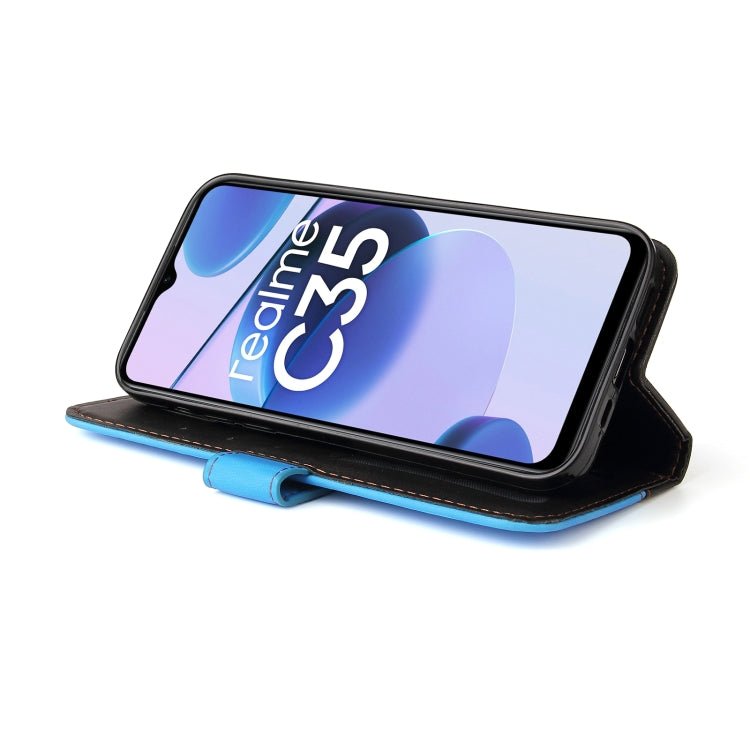 For OPPO Realme C35 Stitching-Color Flip Leather Phone Case