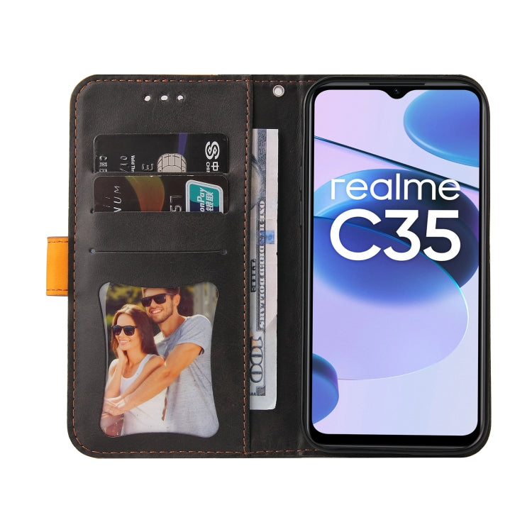 For OPPO Realme C35 Stitching-Color Flip Leather Phone Case