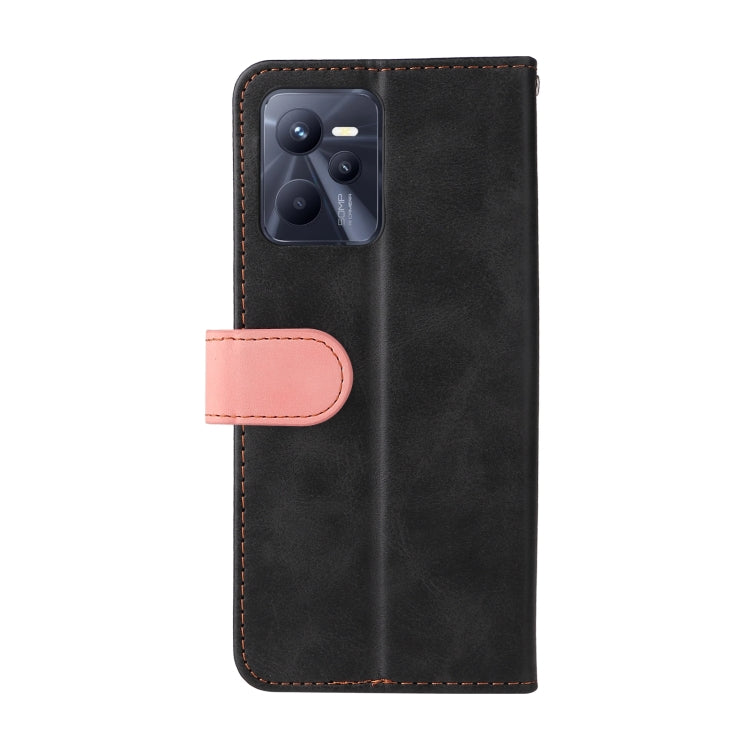 For OPPO Realme C35 Stitching-Color Flip Leather Phone Case