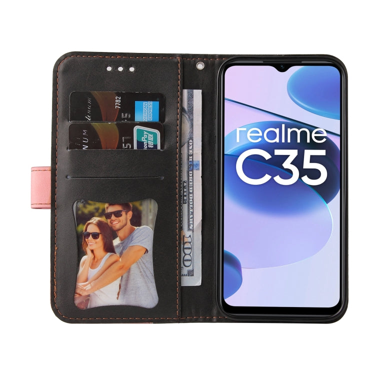 For OPPO Realme C35 Stitching-Color Flip Leather Phone Case