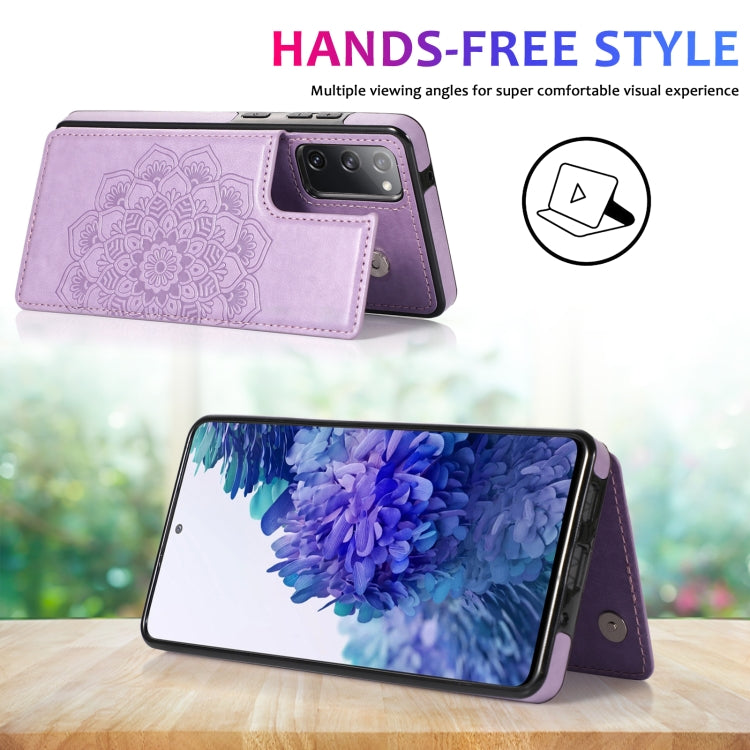 For Samsung Galaxy S20 FE Double Buckle Mandala PU+TPU Phone Case