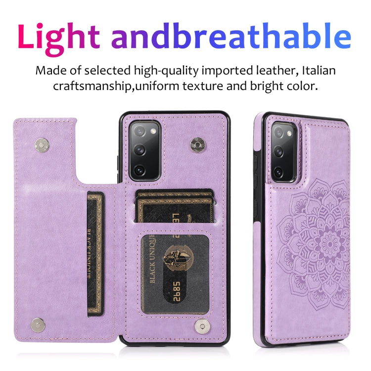For Samsung Galaxy S20 FE Double Buckle Mandala PU+TPU Phone Case