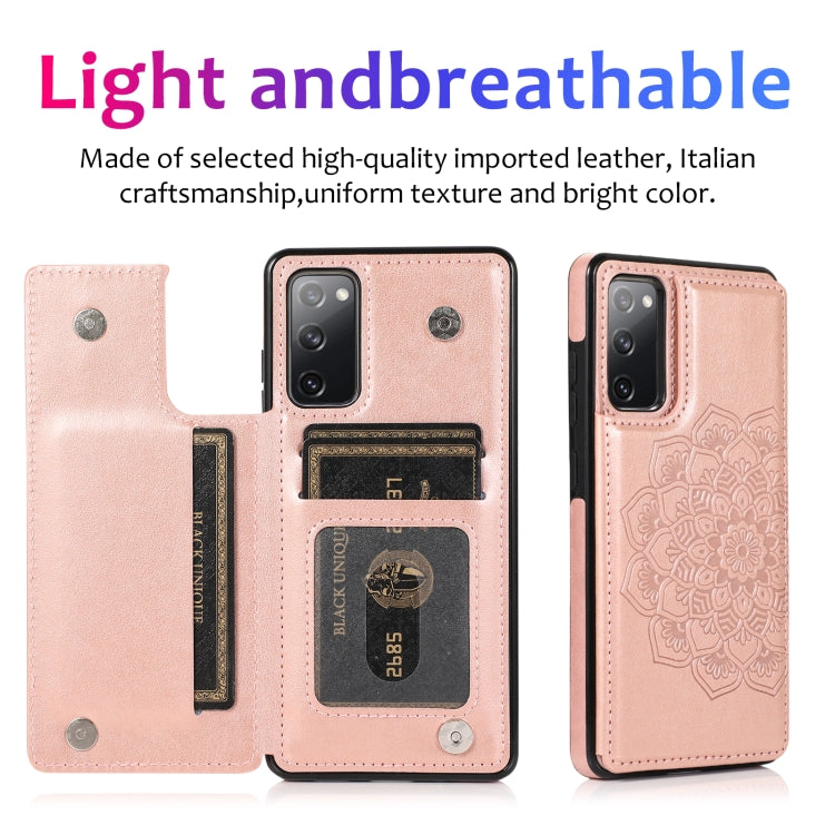 For Samsung Galaxy S20 FE Double Buckle Mandala PU+TPU Phone Case