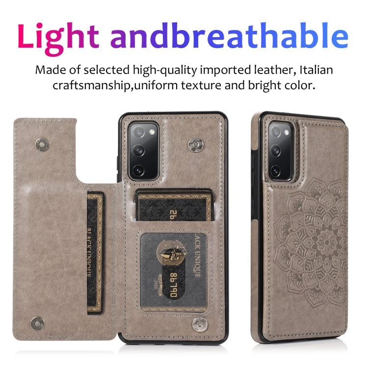 For Samsung Galaxy S20 FE Double Buckle Mandala PU+TPU Phone Case