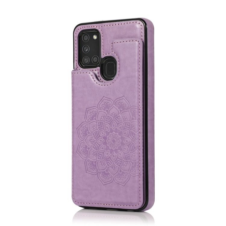 For Samsung Galaxy A21s Double Buckle Mandala PU+TPU Phone Case