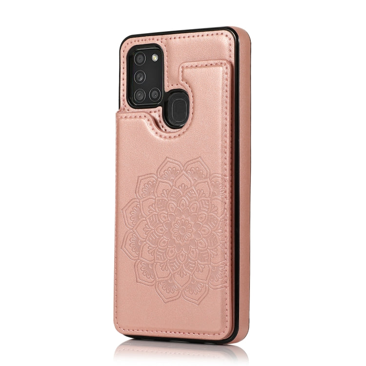 For Samsung Galaxy A21s Double Buckle Mandala PU+TPU Phone Case
