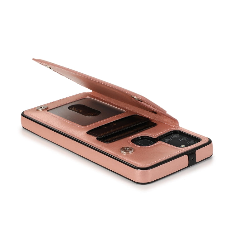 For Samsung Galaxy A21s Double Buckle Mandala PU+TPU Phone Case