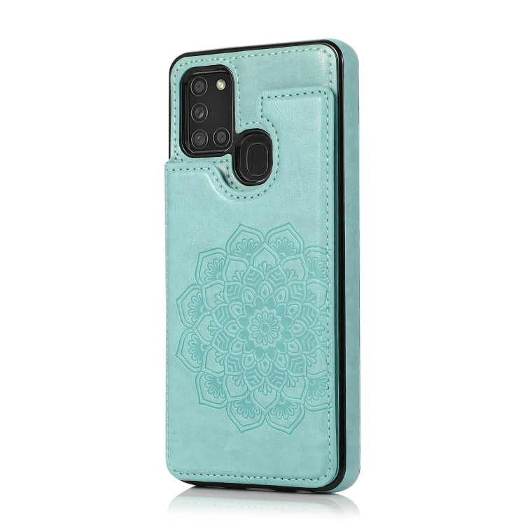 For Samsung Galaxy A21s Double Buckle Mandala PU+TPU Phone Case
