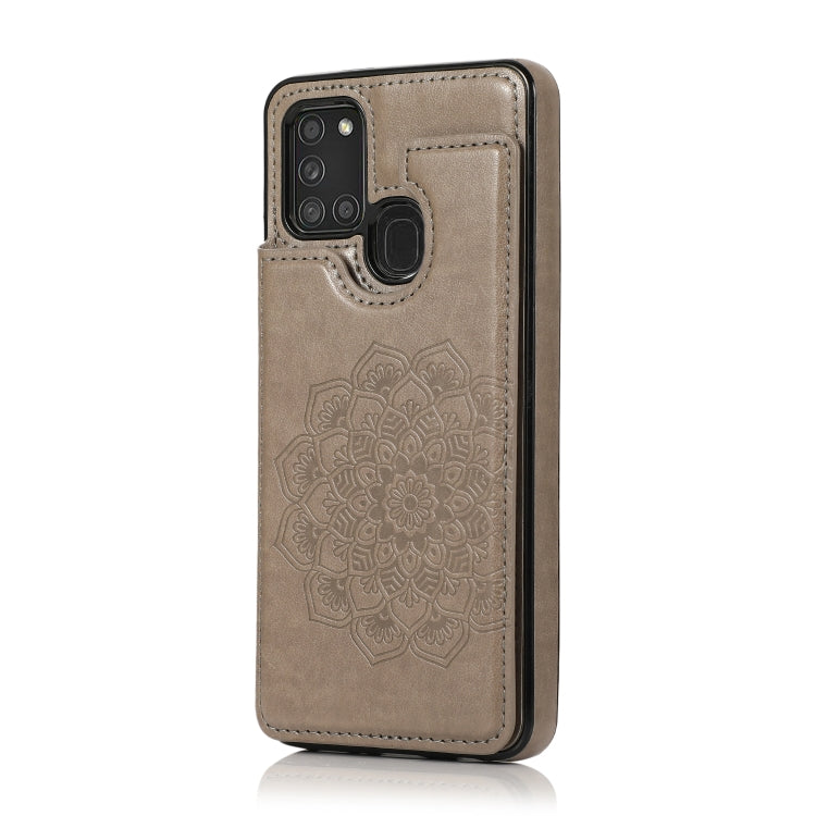 For Samsung Galaxy A21s Double Buckle Mandala PU+TPU Phone Case