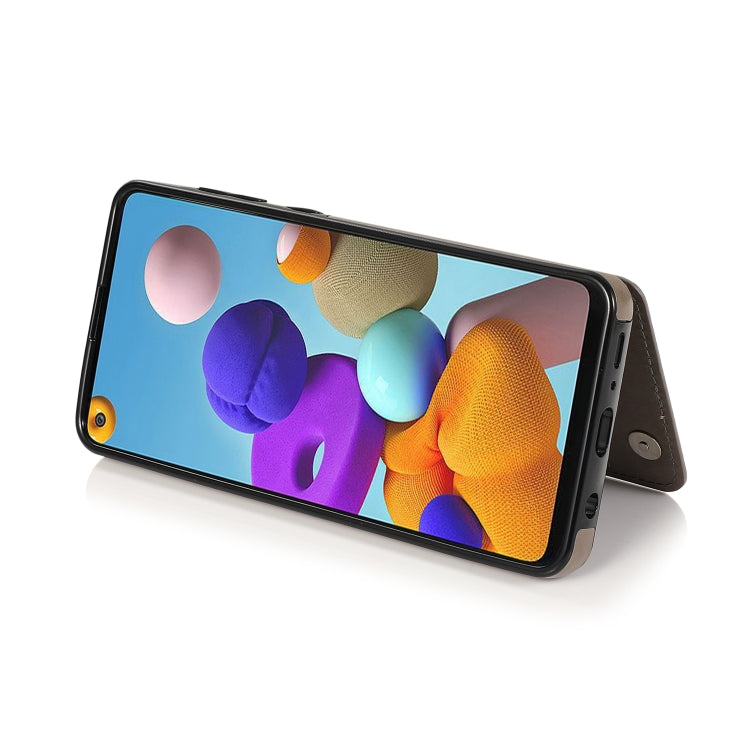 For Samsung Galaxy A21s Double Buckle Mandala PU+TPU Phone Case