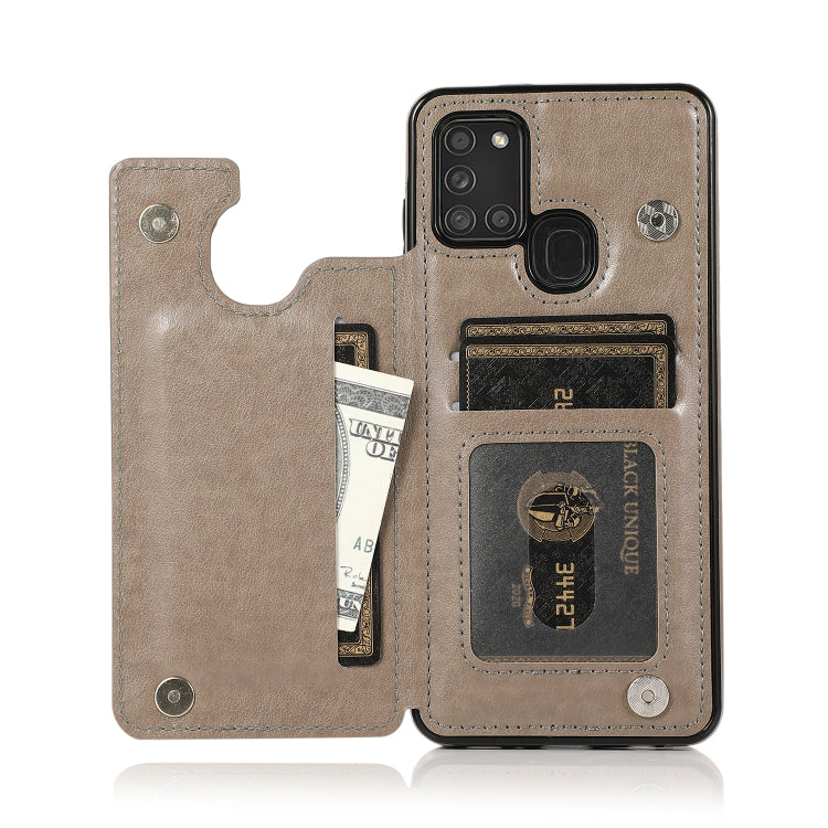 For Samsung Galaxy A21s Double Buckle Mandala PU+TPU Phone Case