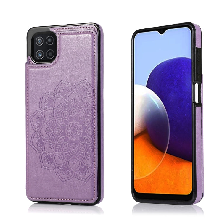 For Samsung Galaxy A22 Double Buckle Mandala PU+TPU Phone Case