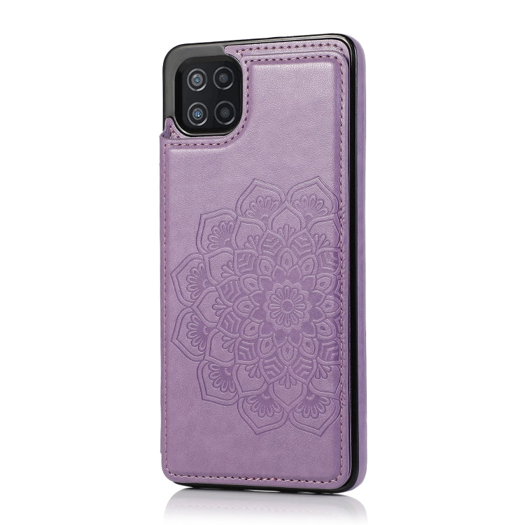 For Samsung Galaxy A22 Double Buckle Mandala PU+TPU Phone Case