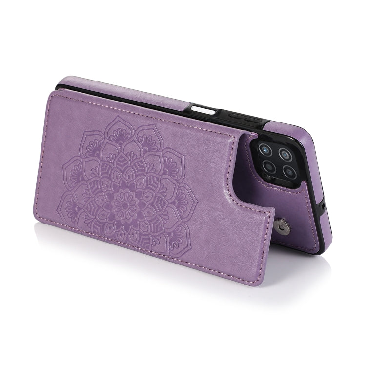 For Samsung Galaxy A22 Double Buckle Mandala PU+TPU Phone Case