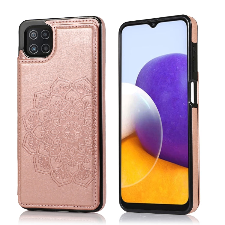 For Samsung Galaxy A22 Double Buckle Mandala PU+TPU Phone Case